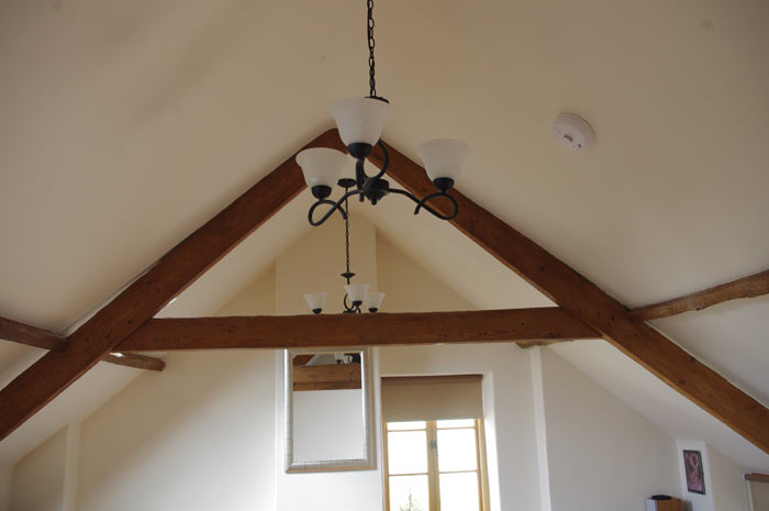Original trusses in lounge