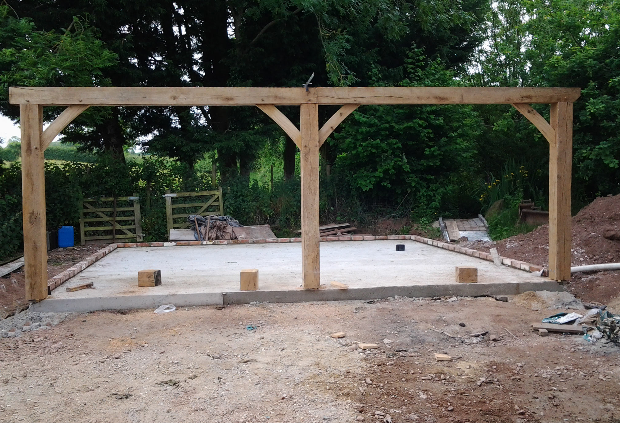 Carport frame under construction
