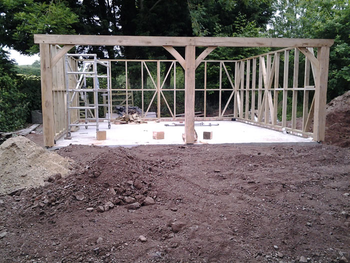 Carport frame under construction