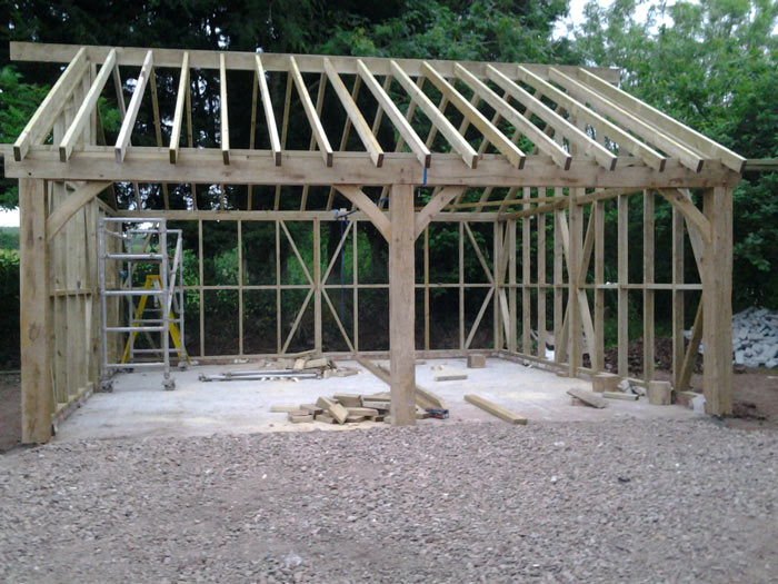 Carport frame under construction