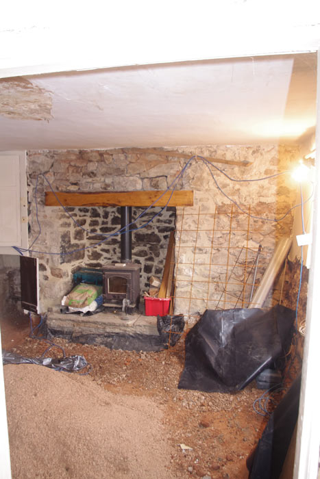 Fireplace during renovations