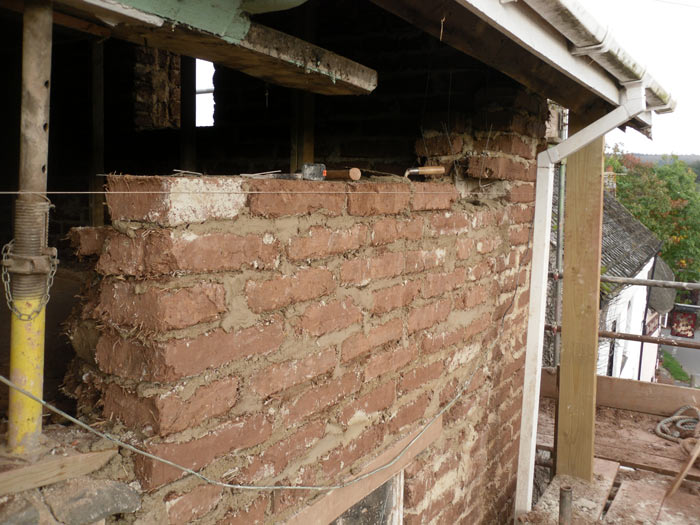 Cob block wall on second floor